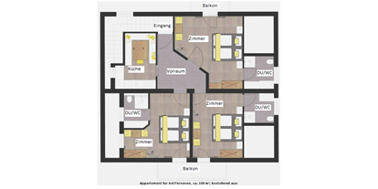 Pensionen - Balkon - Flirsch - Appartement 1 Plan - Apart-Frühstückspension Stark