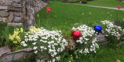 Pensionen - Garten - Haus (Haus) - Frühlingsblumen im alten Brunnen - Bio-Bauernhof Simonbauer