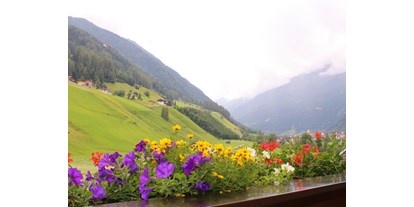 Pensionen - Frühstück: Frühstücksbuffet - Seefeld in Tirol - Südbalkon mit schöner Blumenpracht - Haus Sarah