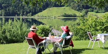 Pensionen - Art der Pension: Ferienwohnung - Rattendorf - Bio-Frühstück im Obstgarten mit Seeblick - Pension Bergblick am Weissensee