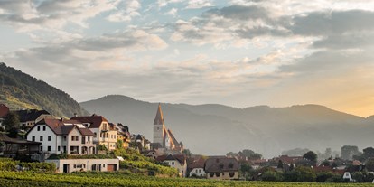Pensionen - Radweg - Aggsbach-Dorf - Weissenkirchen mit Blilck auf unser Gästehaus - Weingut u. Gästehaus Bernhard